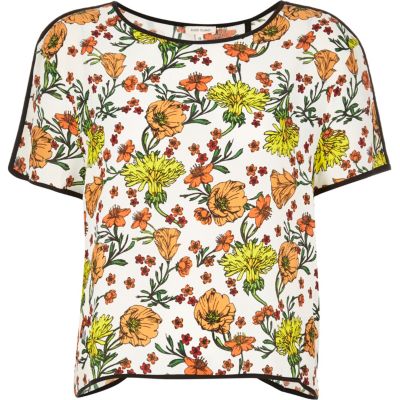 Cream floral print t-shirt